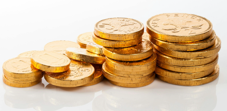 Gold coins in stacks